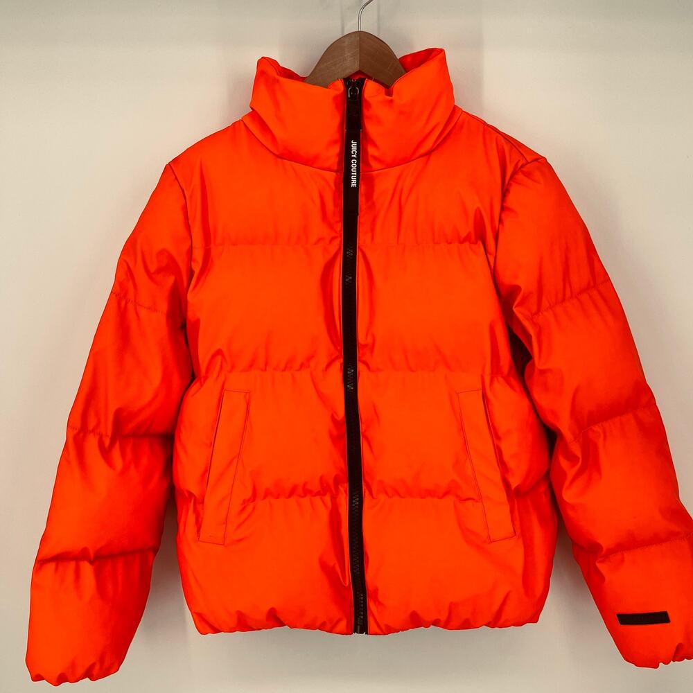 Juicy Couture Black Label Los Angeles Womens Orange Puffer Down Coat Size S